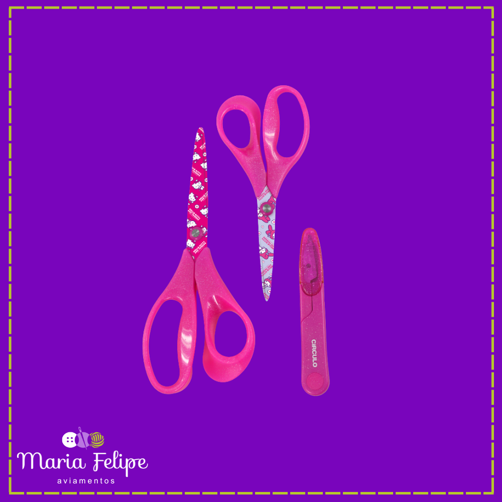 Kit Tesoura Hello Kitty Círculo