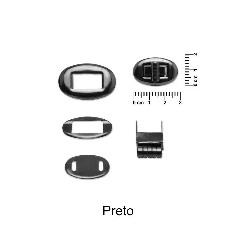 Fecho de Metal Oval Círculo - Preta