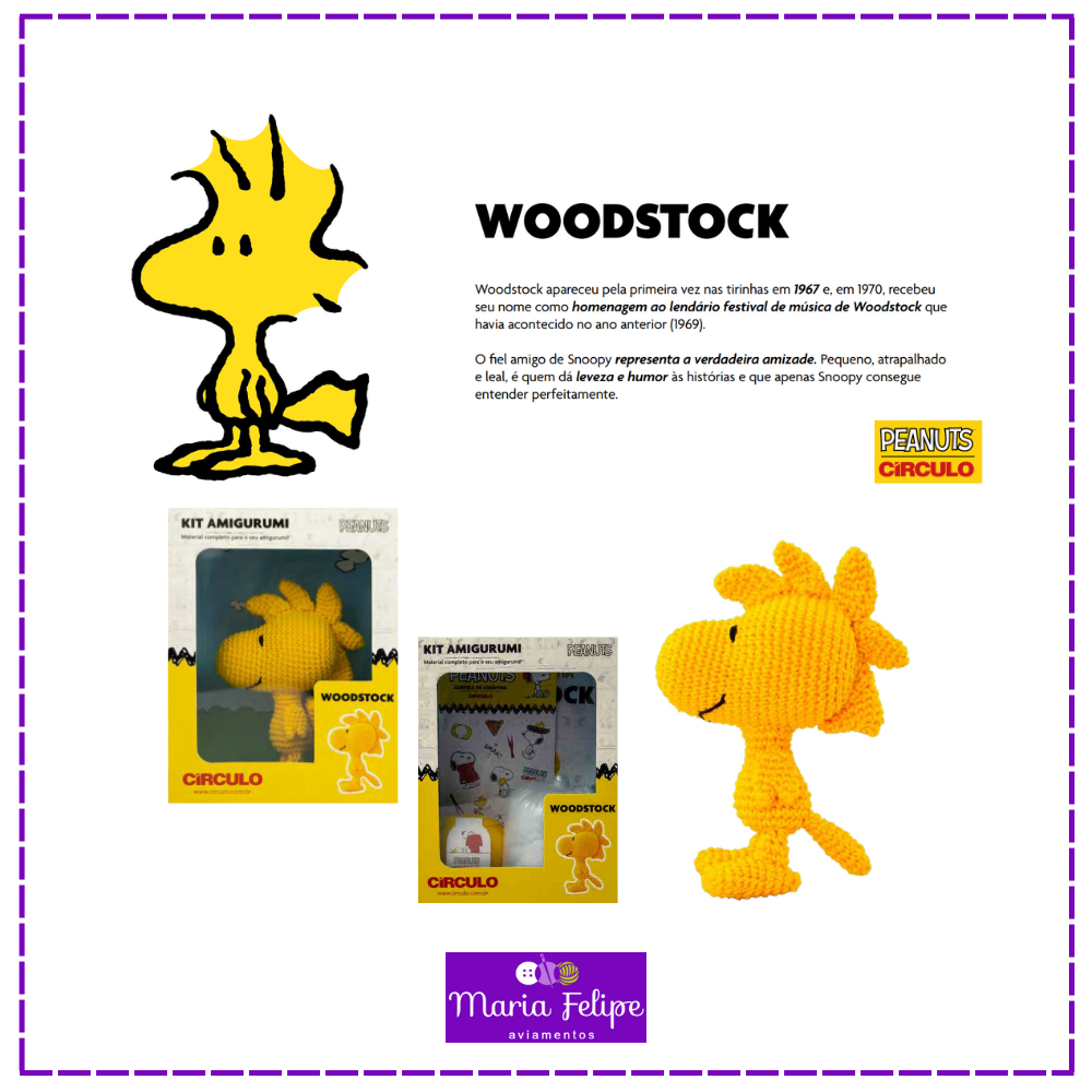 Kit Amigurumi Coleção Peanuts - Woodstock