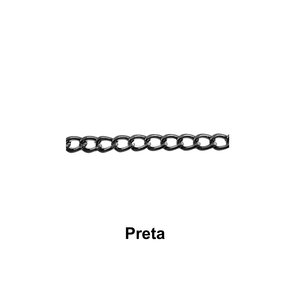 Alça Corrente de Metal 10mm em Metro Círculo - Preta