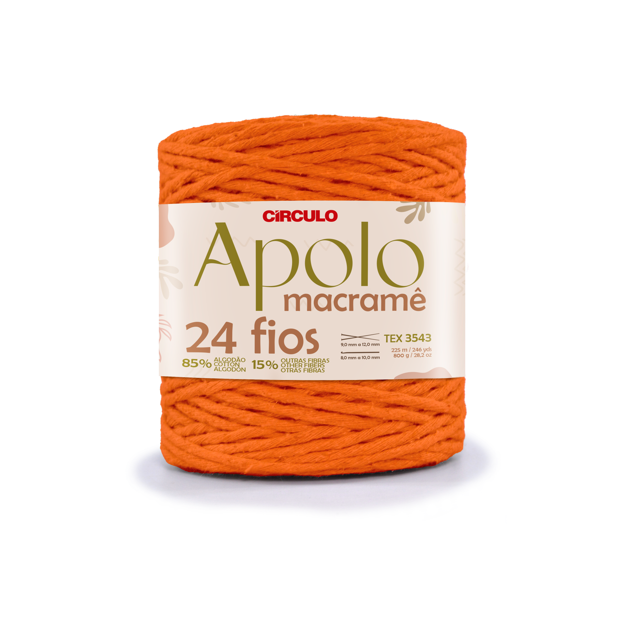 Barbante Apolo Macramê 24 Fios 800gr Círculo - 4445 - Tangerina