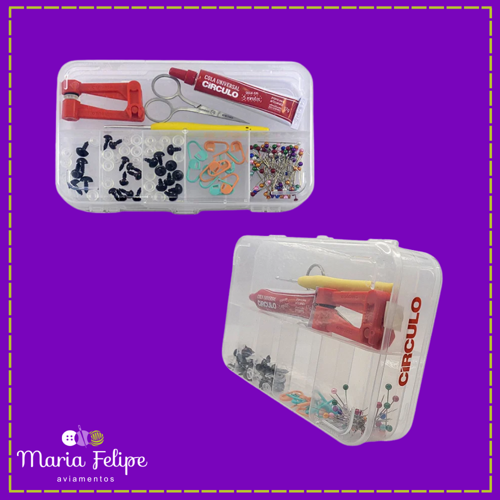 Caixa Organizadora Dupla Com Acessórios de Amigurumi Círculo