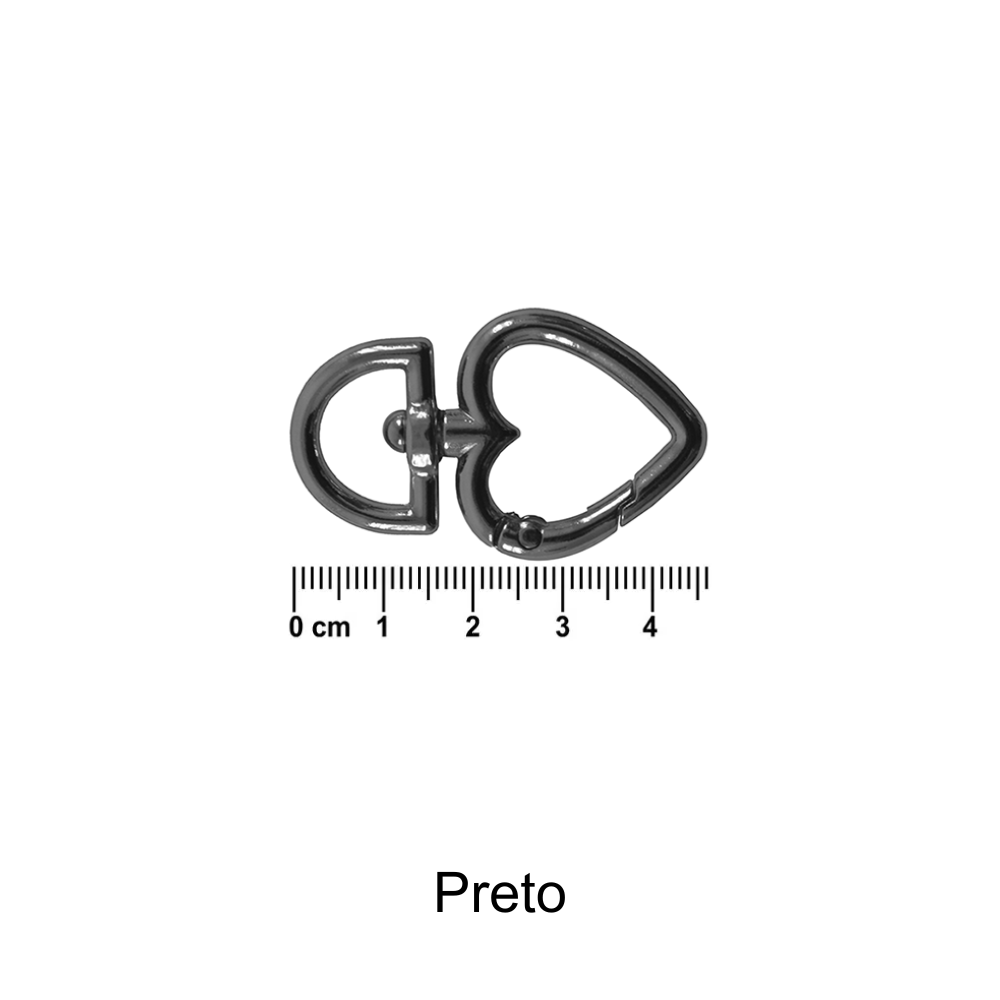 Mosquetão Coração Círculo - Preto