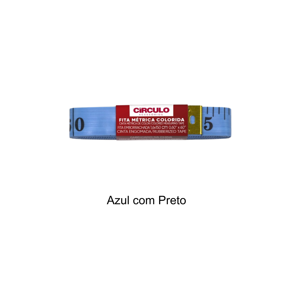 Fita Métrica Colorida Círculo - Azul com Preto