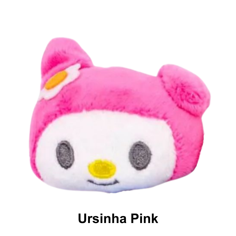 Apliques Bichinhos de Pelúcia para Aplicações Pingentes - Ursinha Pink