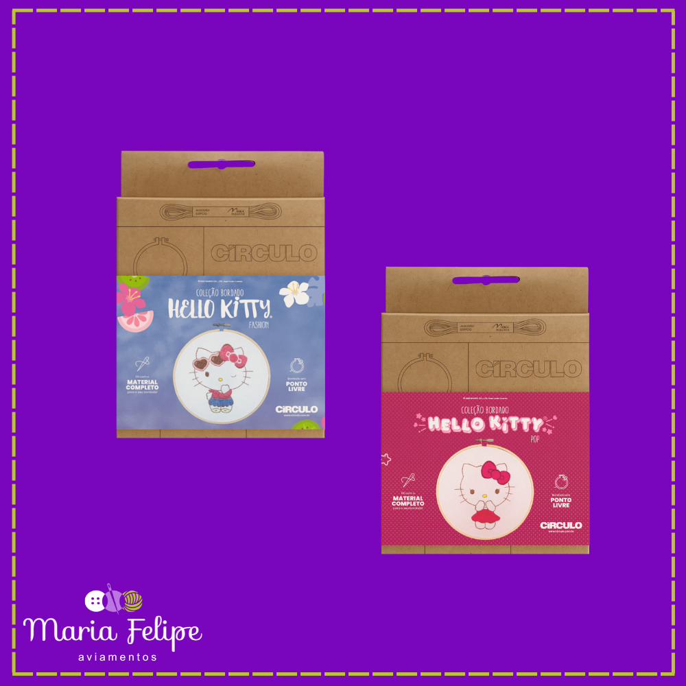 Coleção Bordado Hello Kitty - Ponto Livre Círculo