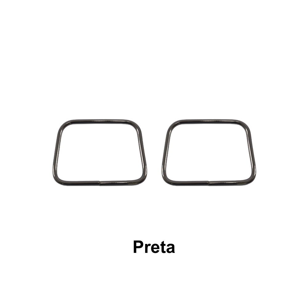 Alça de Metal Retangular Par Círculo - Preta