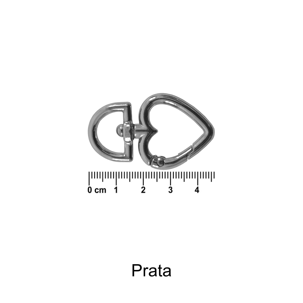 Mosquetão Coração Círculo - Prata