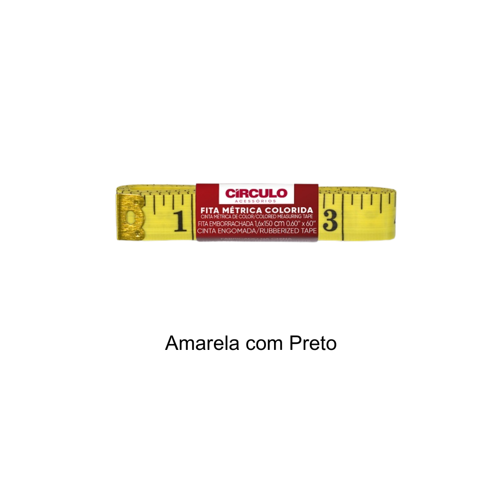Fita Métrica Colorida Círculo - Amarela com Preto