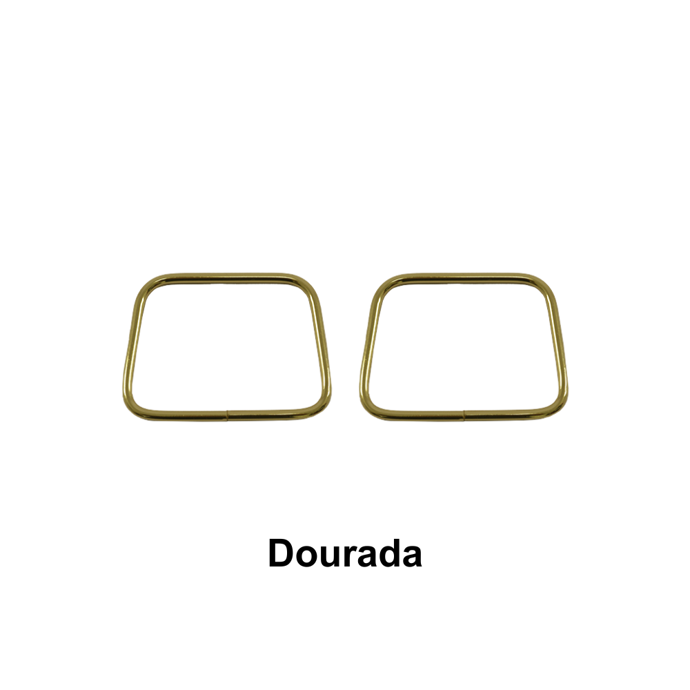 Alça de Metal Retangular Par Círculo - Dourada