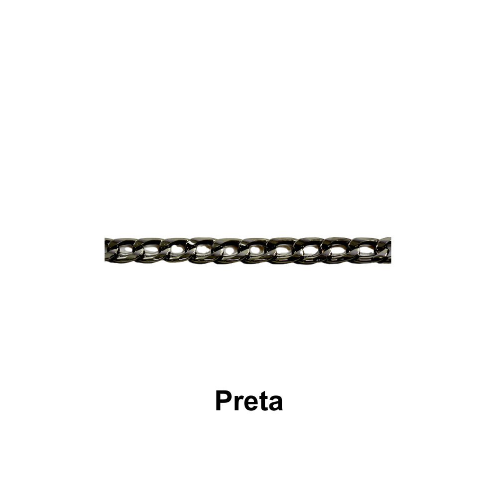 Alça Corrente de Metal 8mm em Metro Círculo - Preta