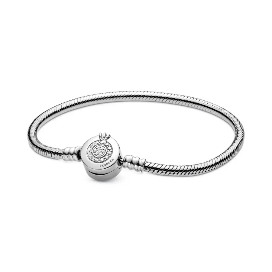 Bracelete em Prata Trama Coroa em O Brilhante Pandora Moments
