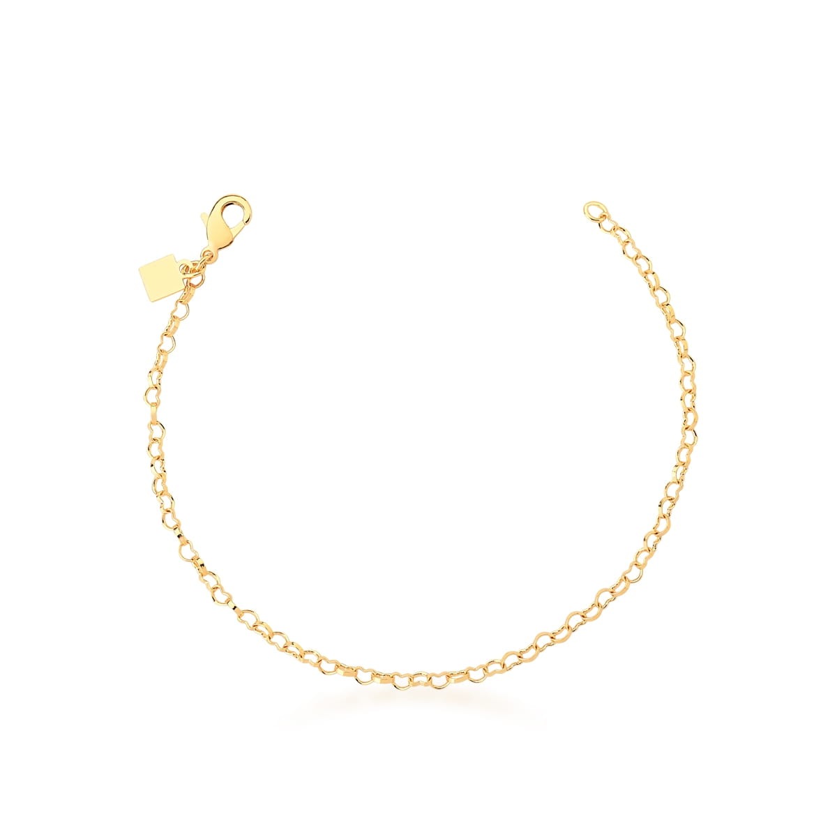 Pulseira em Semijoia Malha de Corações Vazados 