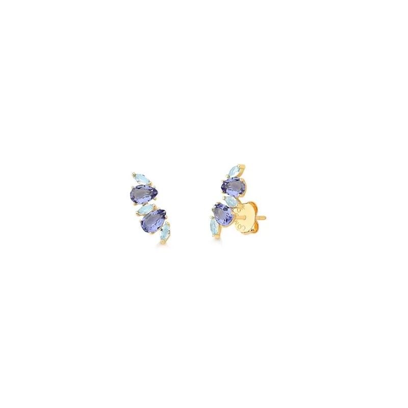 Brinco em Semijoia Earcuff com Zircônias Lilas