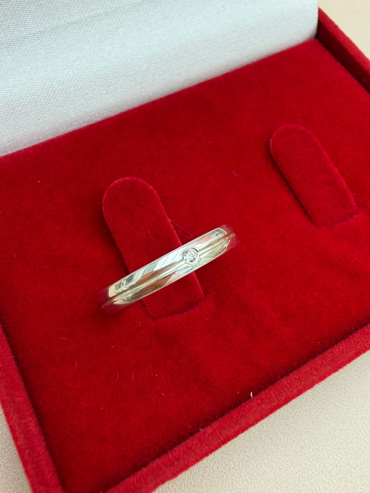 Aliança em Prata Namoro Polida  3mm com Zircônia