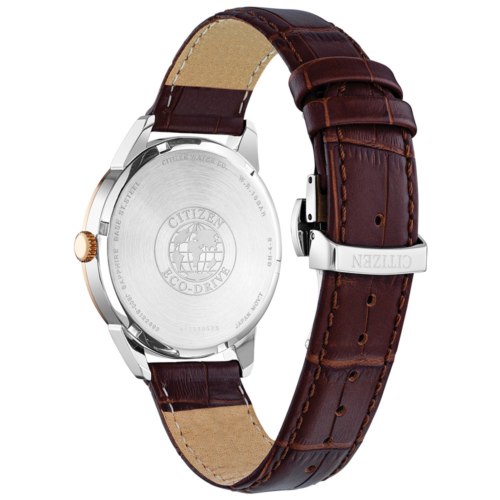 Relógio Citizen Masculino Rolan Eco-Drive Bicolor Mostrador Azul Pulseira Couro Marrom AW0096-06L