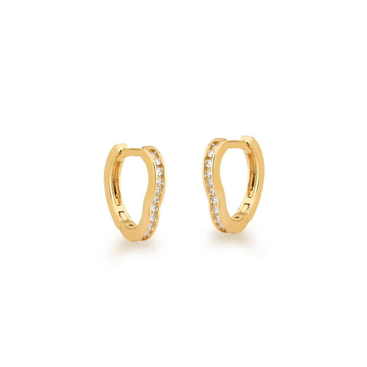 Kit em Semijoia Trio de Brincos Argolas de Coração com Zircônias