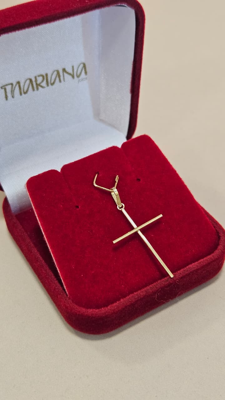 Pingente em Ouro 18K Cruz Palito 25MM