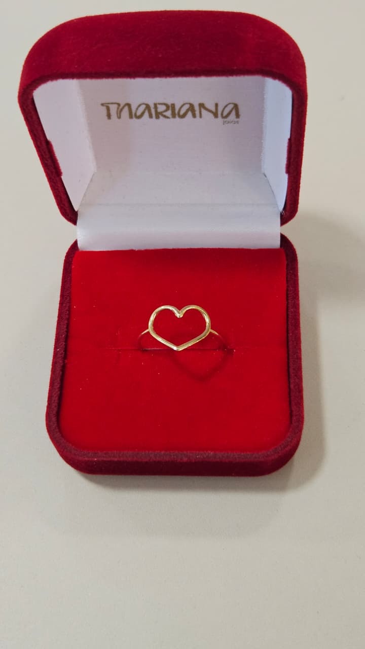 Anel em Ouro 18K Coração Vazado grande