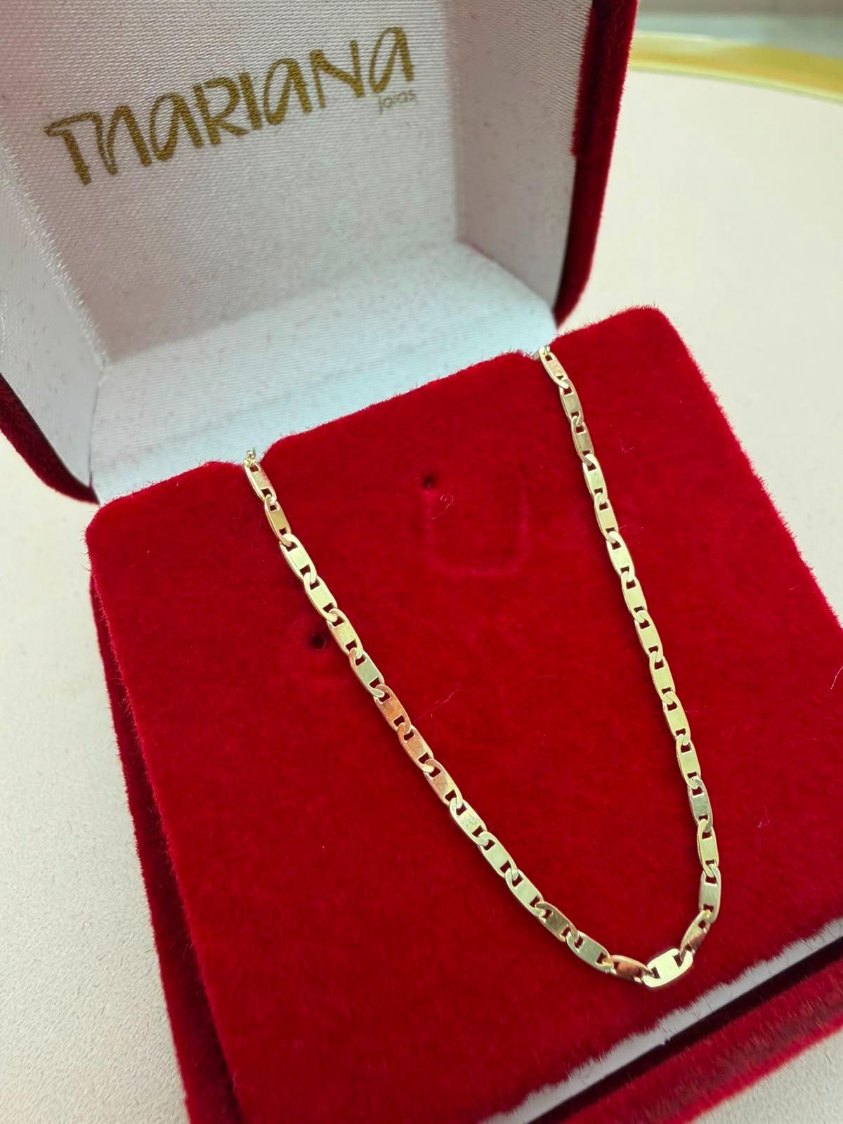 Corrente em Ouro 10k Malha Piastrine 60cm