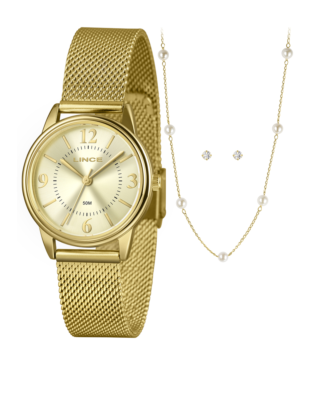 Kit Relógio Lince Feminino  LRGM025L32 DOURADO