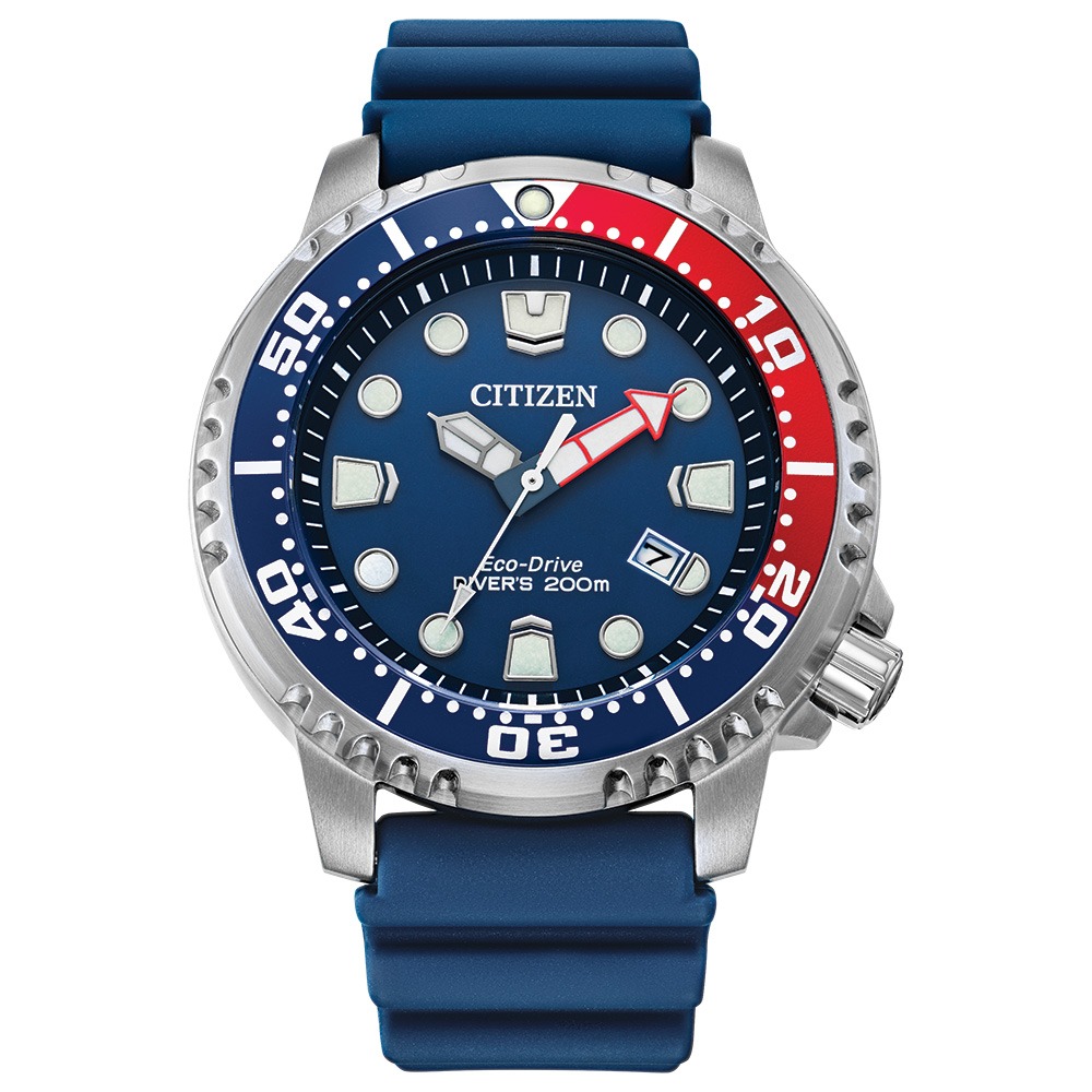 Relógio Citizen Masculino Promaster Dive Eco-Drive Azul e Vermelho BN0168-06L