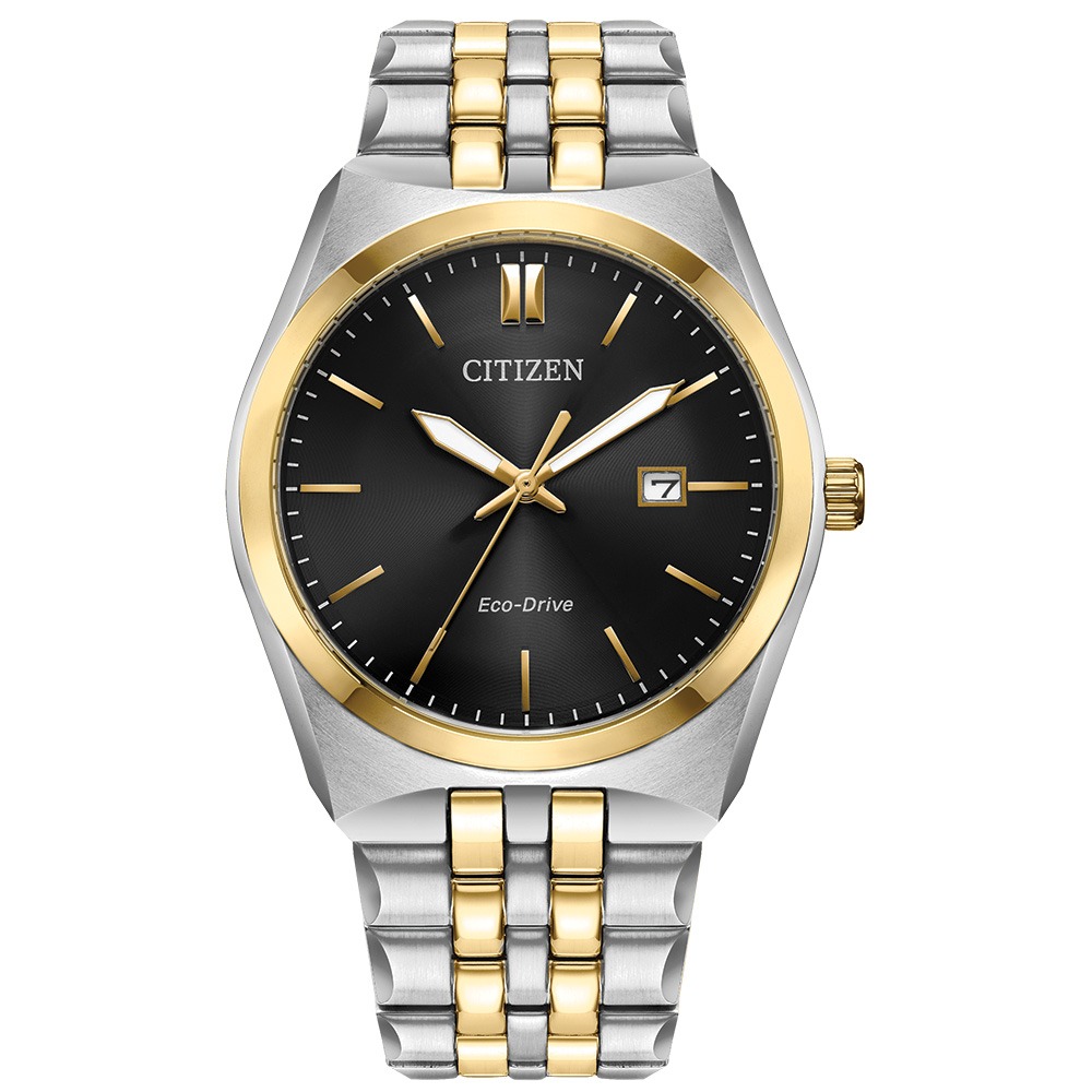 Relógio Citizen Masculino Corso Eco-Drive Bicolor com Mostrador Preto BM7334-58E