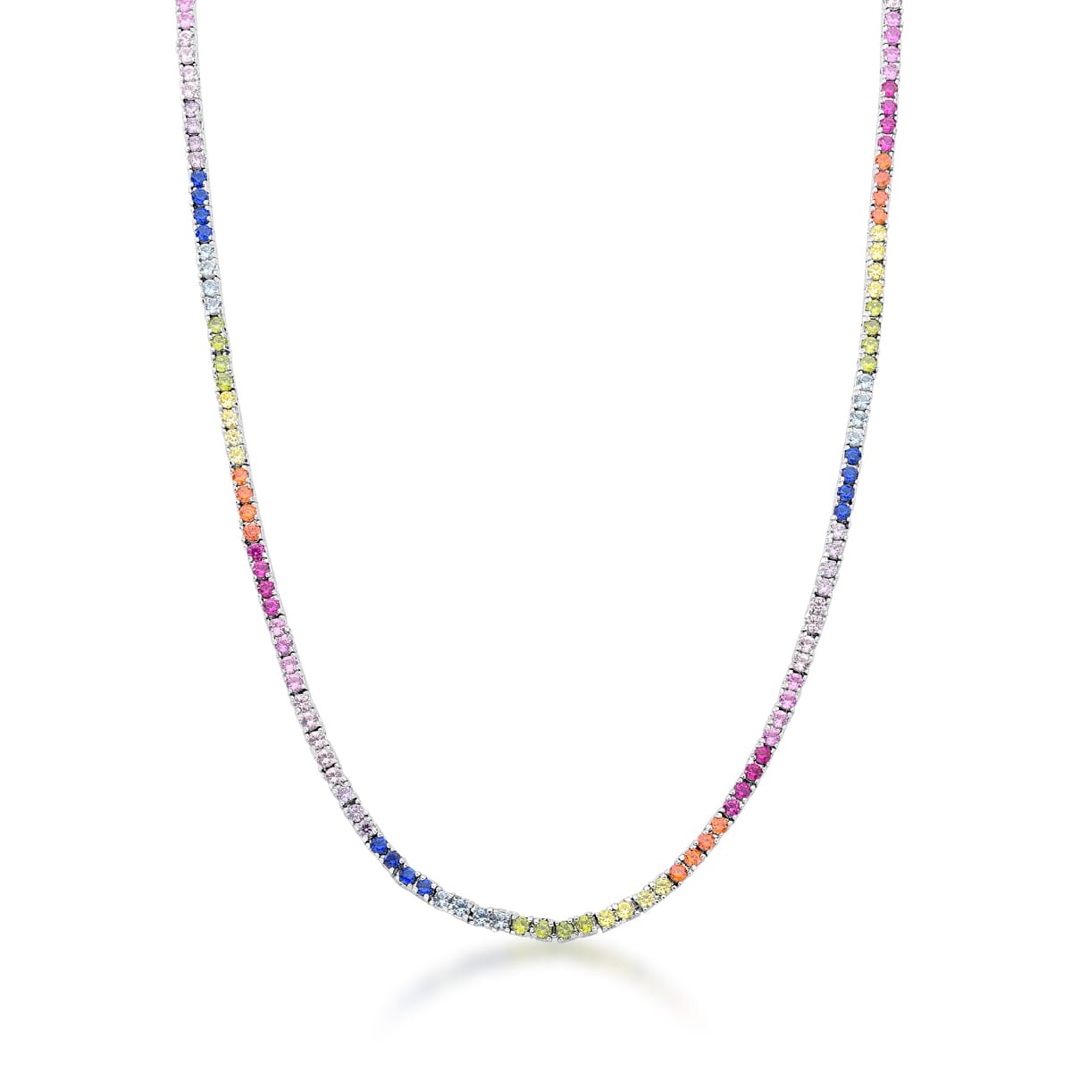 Colar em Semijoia Riviera Colorida Banho de Ródio Branco