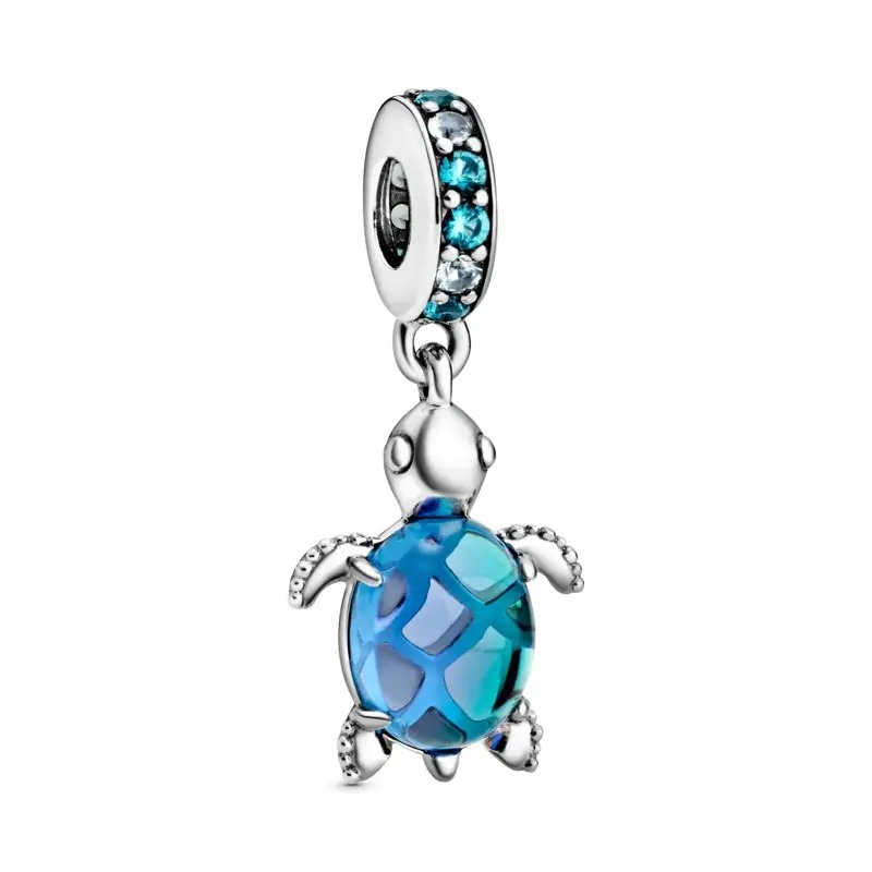 Charm em Prata Pendente Tartaruga-Marinha em Vidro Murano