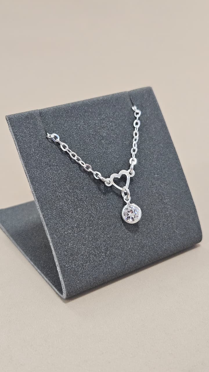 Pulseira em Prata Elo Coração e Zircônia