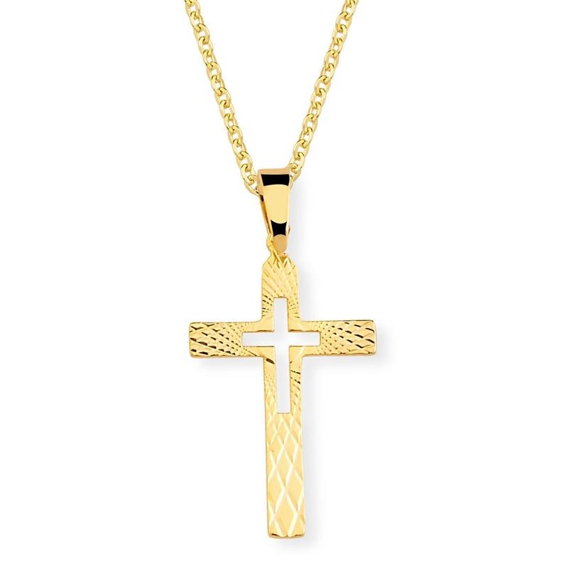 Corrente em Semijoia 60cm e Pingente Cruz Trabalhada