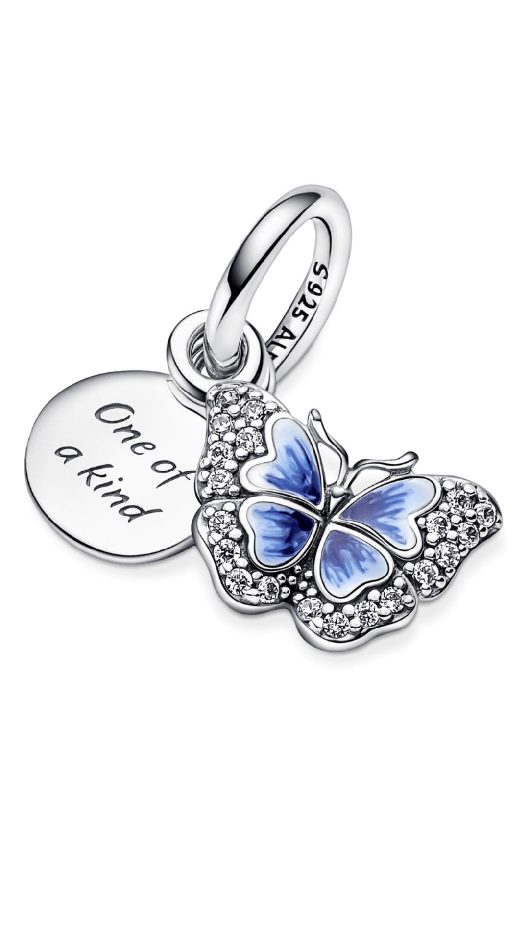 Charm Prata Pendente Borboleta Azul