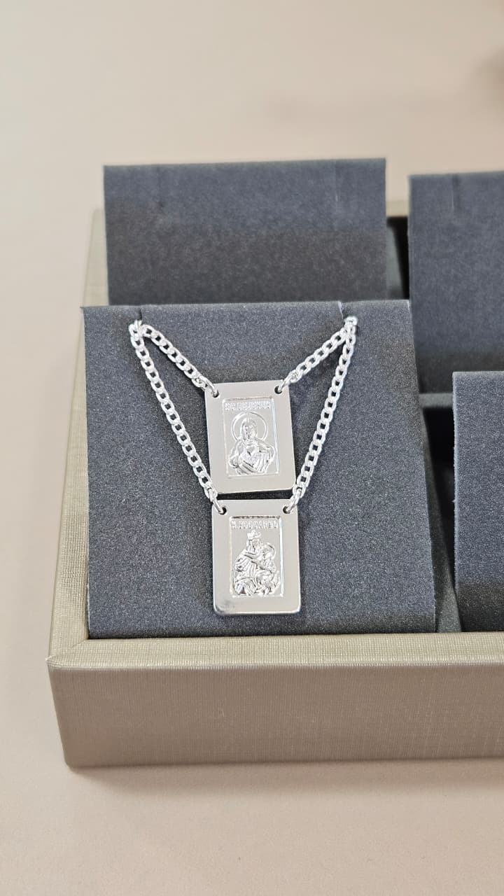 Escapulário em Prata Italiana Elo grumet