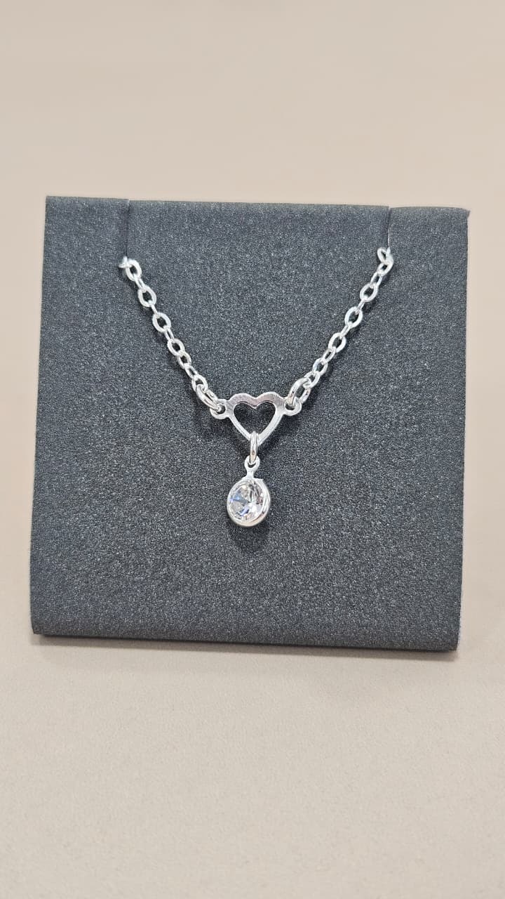 Pulseira em Prata Elo Coração e Zircônia