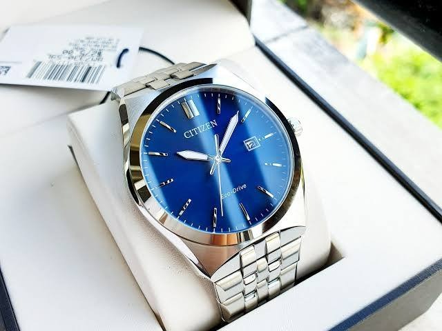 Relógio Citizen Masculino Corso Eco-Drive Prateado com Mostrador Azul BM7330-59L