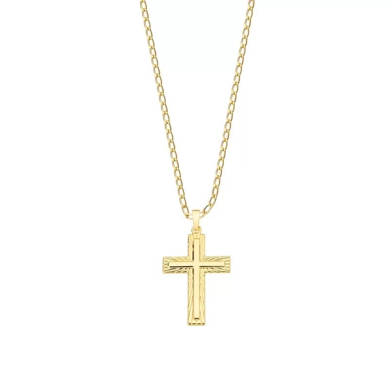 Corrente em Semijoia 60cm e Pingente Cruz Trabalhada