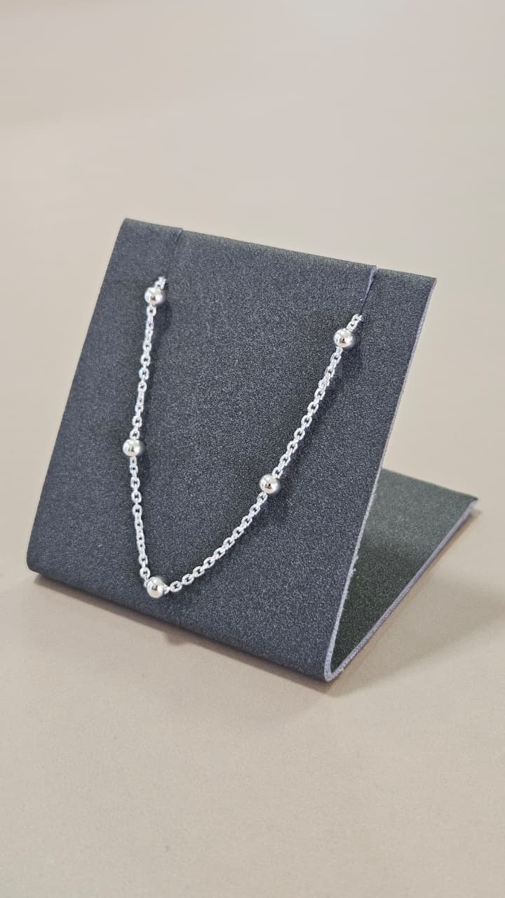 Corrente em Prata 40cm Cartier Bolinhas