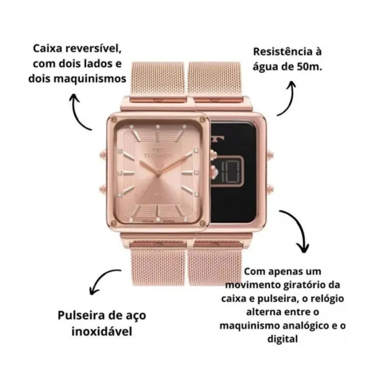 Relógio Technos Feminino Curvas Rose 9T33AK/1J
