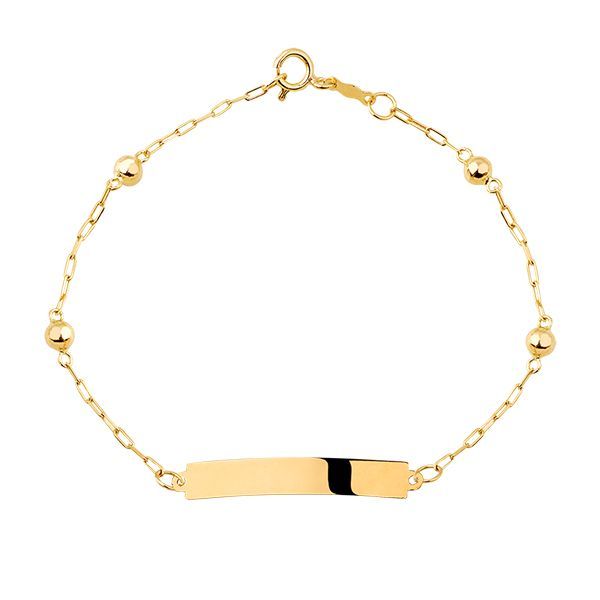 Pulseira em Ouro 18k Infantil Elo Cartier com Bolinhas