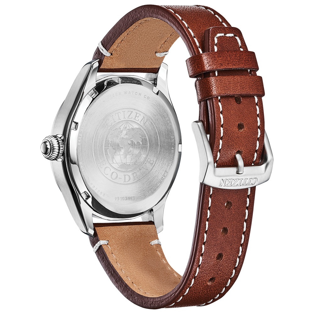 Relógio Citizen Masculino Garrison Eco-Drive com Mostrador Azul e Pulseira de Couro Marrom BM6838-17
