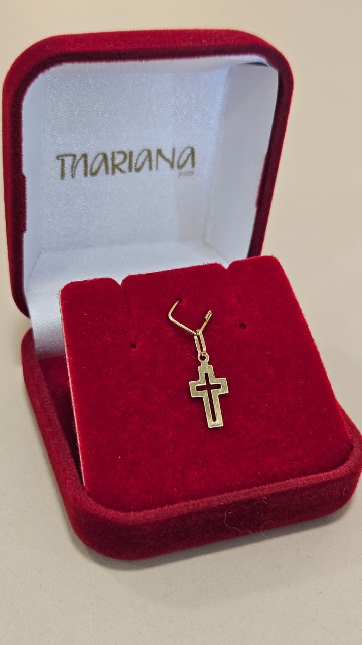  Pingente em Ouro 18K Cruz Vazada 11mm