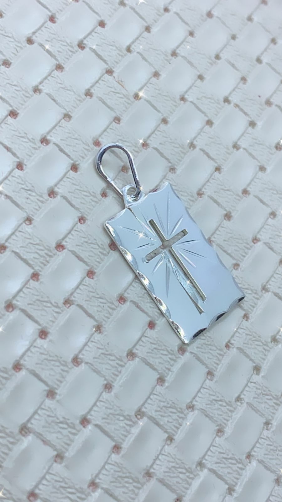  Pingente em Prata Placa Cruz Vazada 30mm