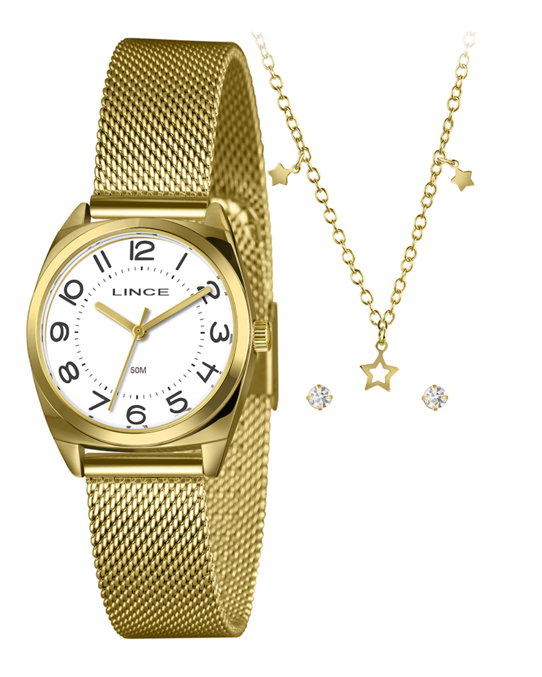 Kit Relógio Lince Feminino LRGH224L30 DOURADO