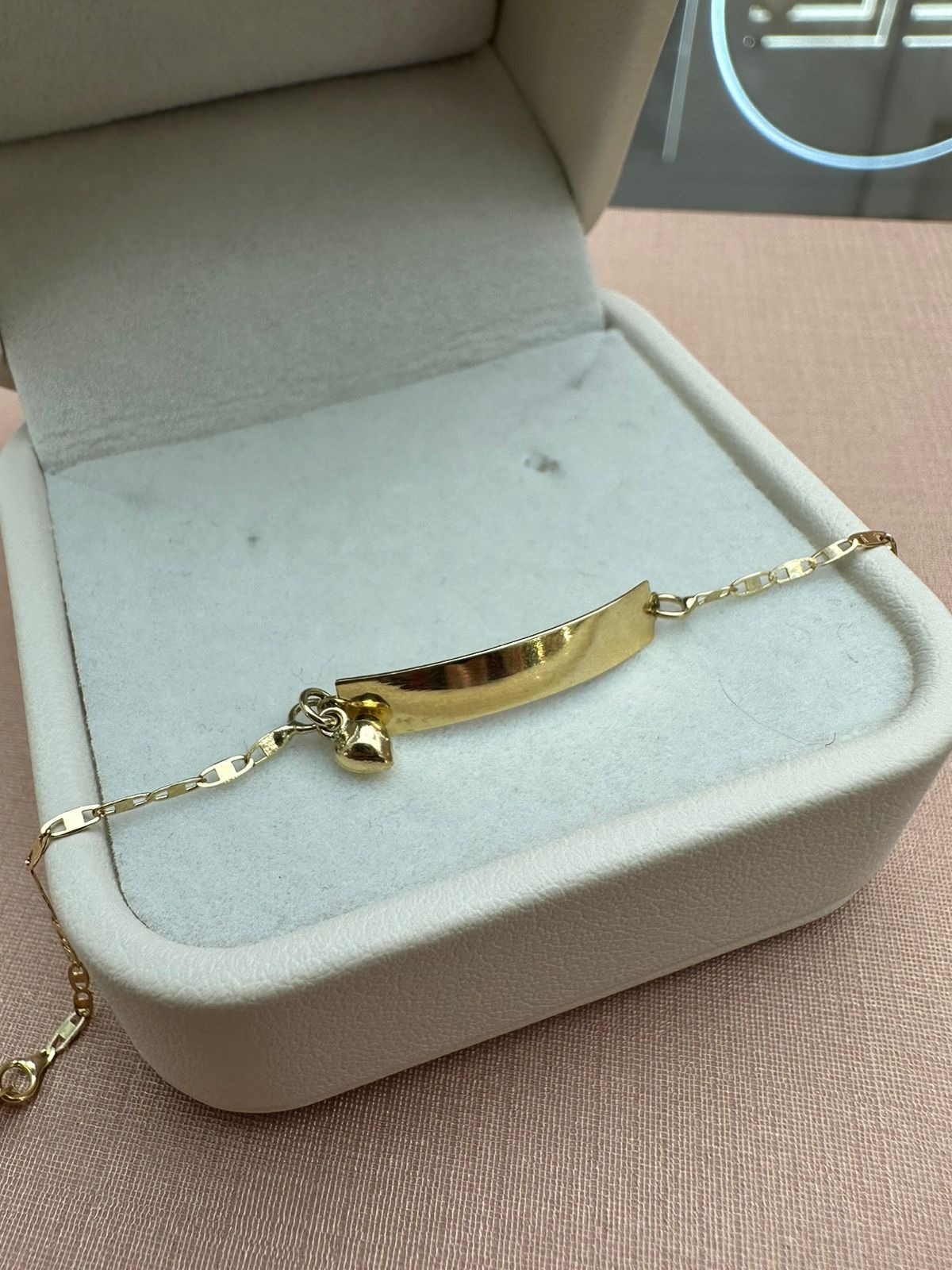 Pulseira em Ouro 18k Infantil Piastrine c/ Coração