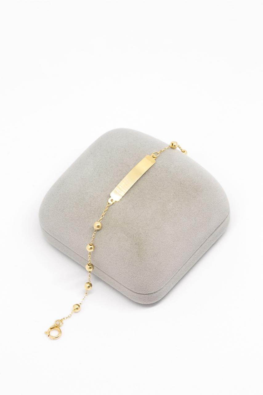 Pulseira em Ouro 18k Infantil Placa Bolinhas
