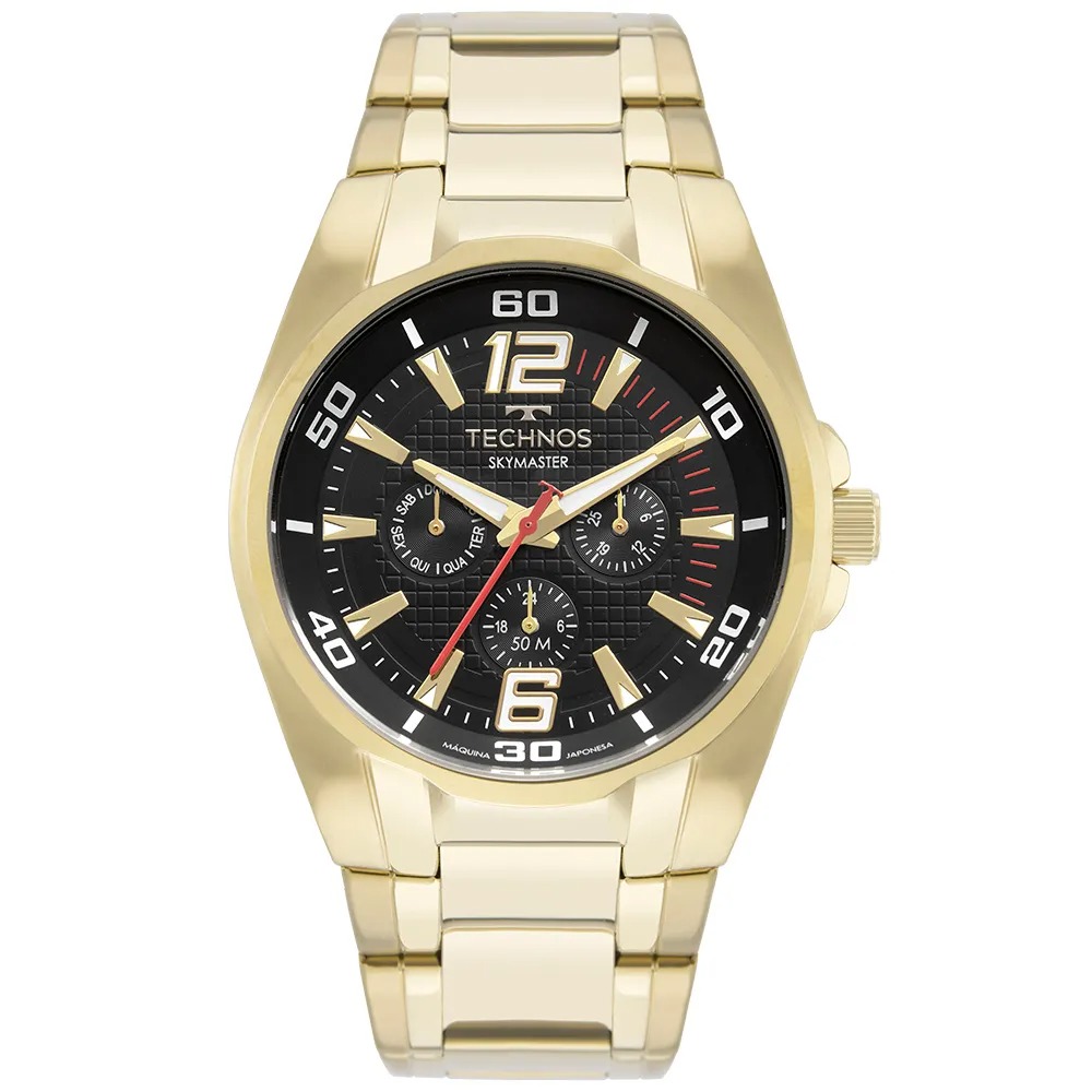 Relógio Technos Masculino Skymaster Dourado 6P79BV/1Pourado 8205PG/1X