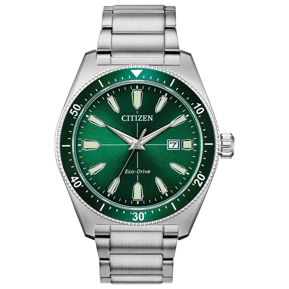 Relógio Citizen Masculino Brycen Eco-Drive Prateado com Mostrador Verde AW1598-70X