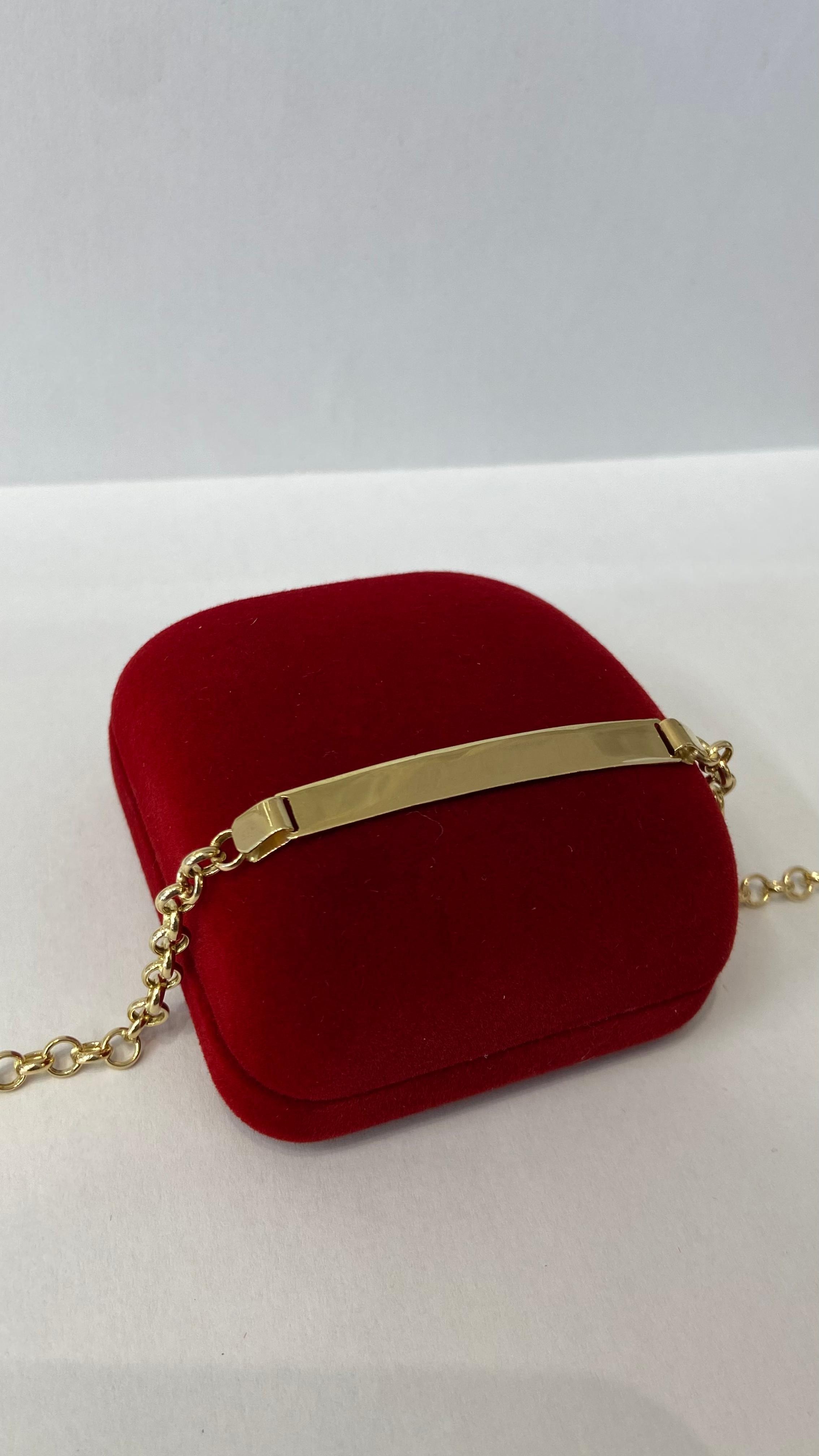 Pulseira em Ouro 10K Elo Português Placa Adulto