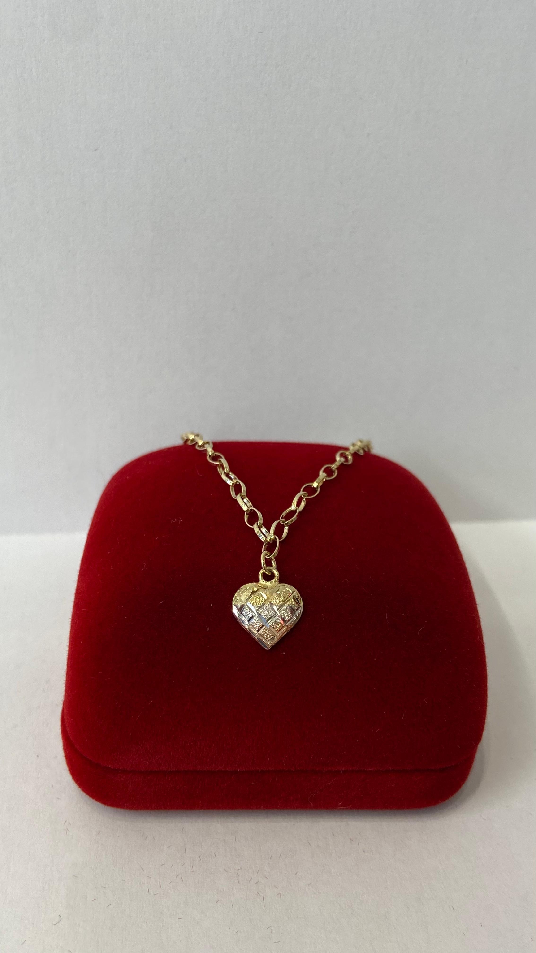 Pulseira em Ouro 10K Elo Grão c/ Coração nas 3 Cores