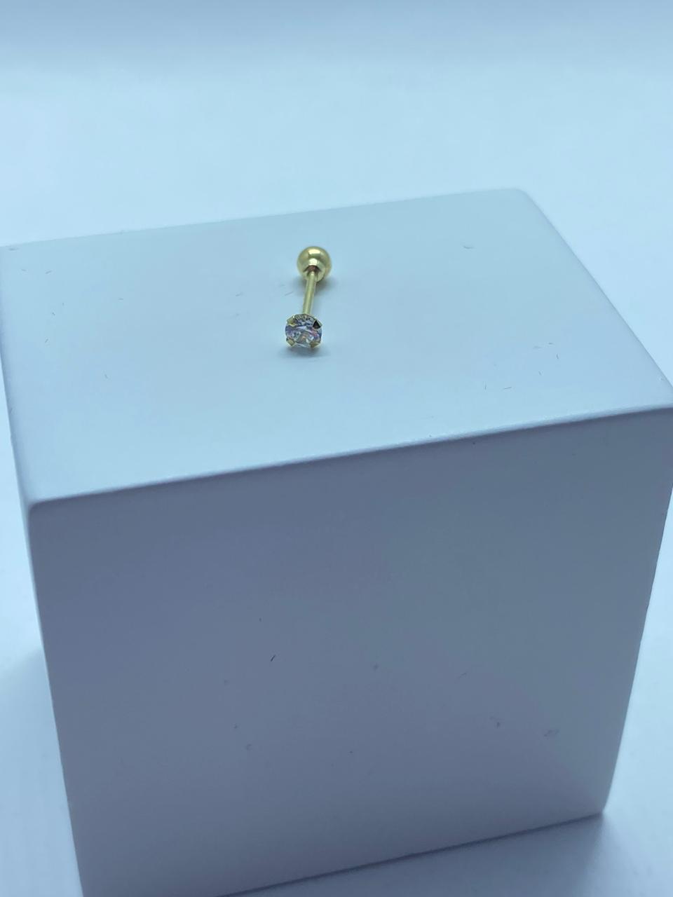 PIERCING DE OURO 18K RETO COM ZIRCÔNIA